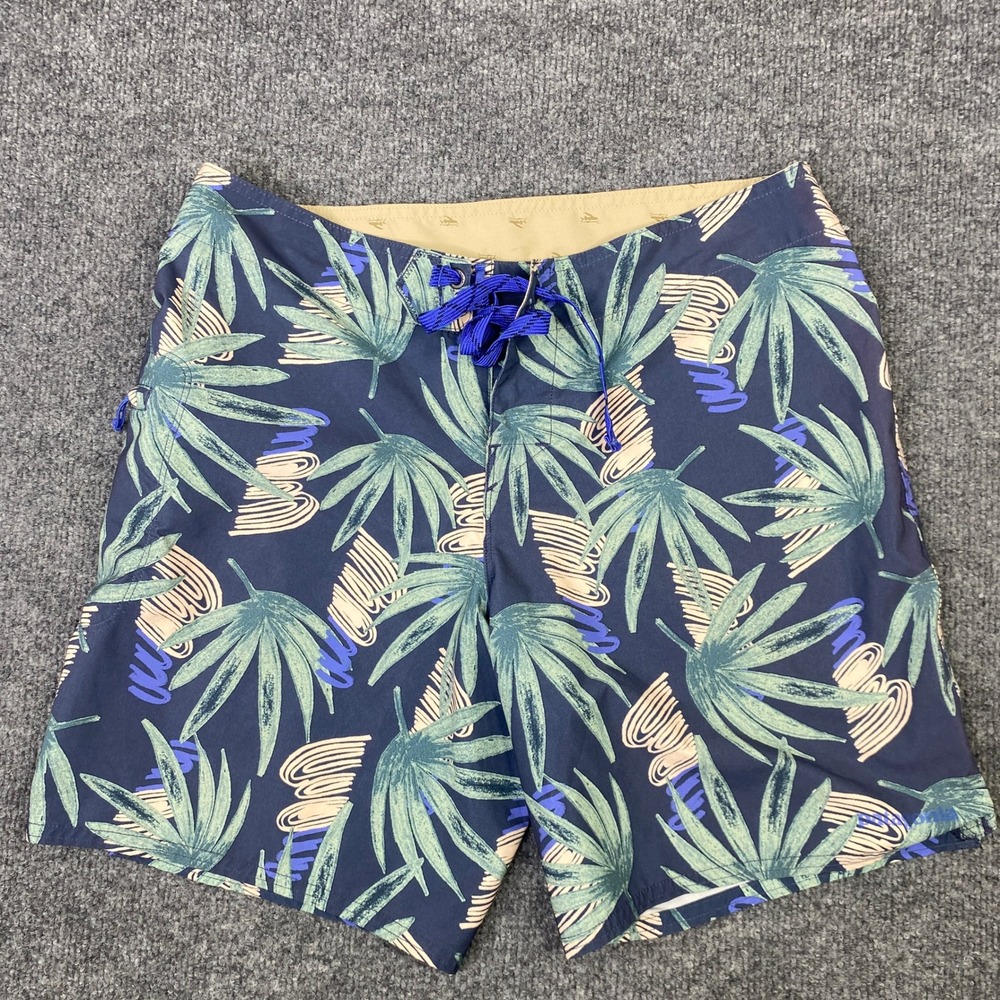 Patagonia Wavefarer Board Shorts Navy Blue Tropical Palm Leaf Print 75985 SP21 6